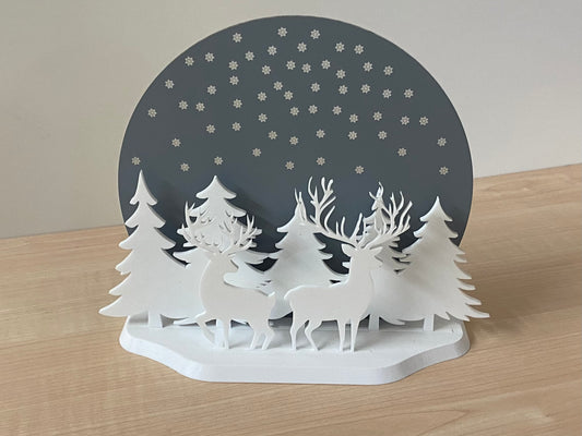 Laser Cut Acrylic Reindeer Christmas Scene Decoration