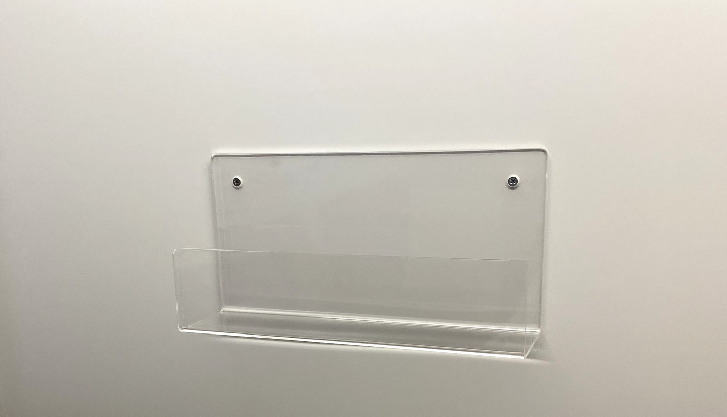 Wall Mounted Acrylic Shelf with Front Lip | Floating Display Rack for Retail Products, Books & Collectibles