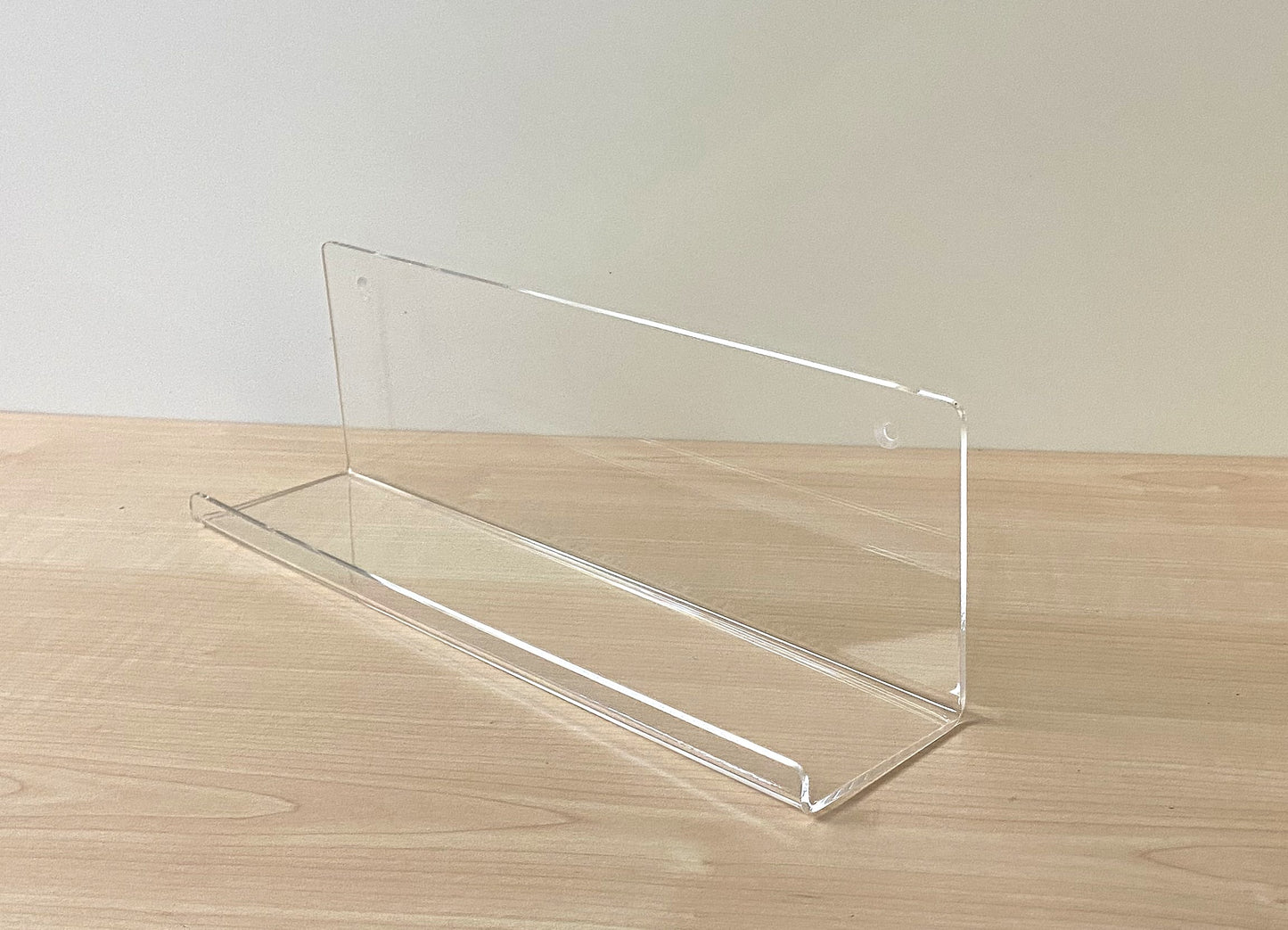 Wall Mounted Acrylic Shelf with Front Lip | Floating Display Rack for Retail Products, Books & Collectibles