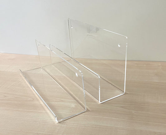 Wall Mounted Acrylic Shelf with Front Lip | Floating Display Rack for Retail Products, Books & Collectibles