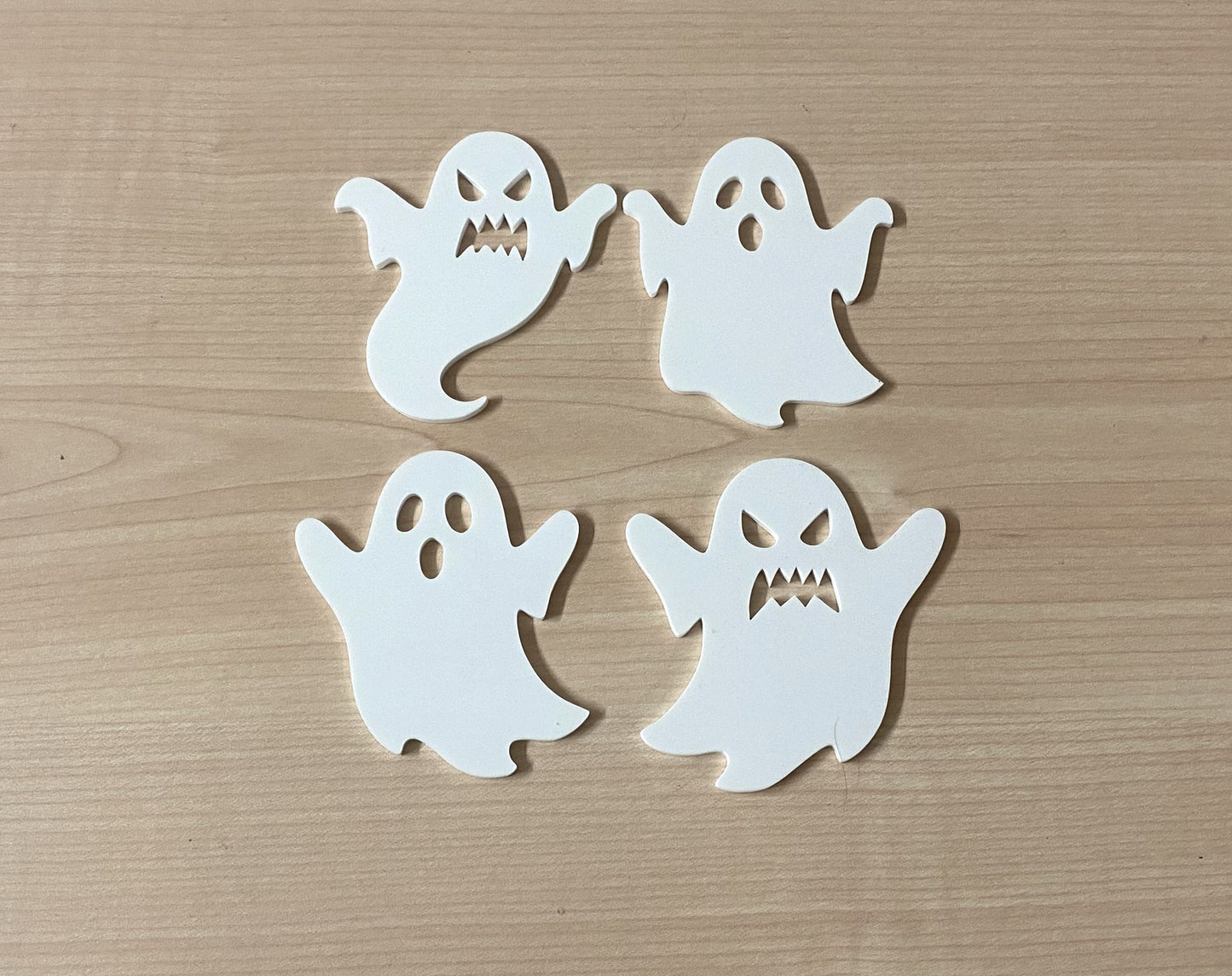 Set of 4 Acrylic Ghost Halloween Decorations – 80mm Ornaments