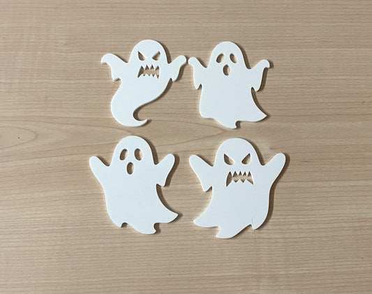 Set of 4 Acrylic Ghost Halloween Decorations – 80mm Ornaments