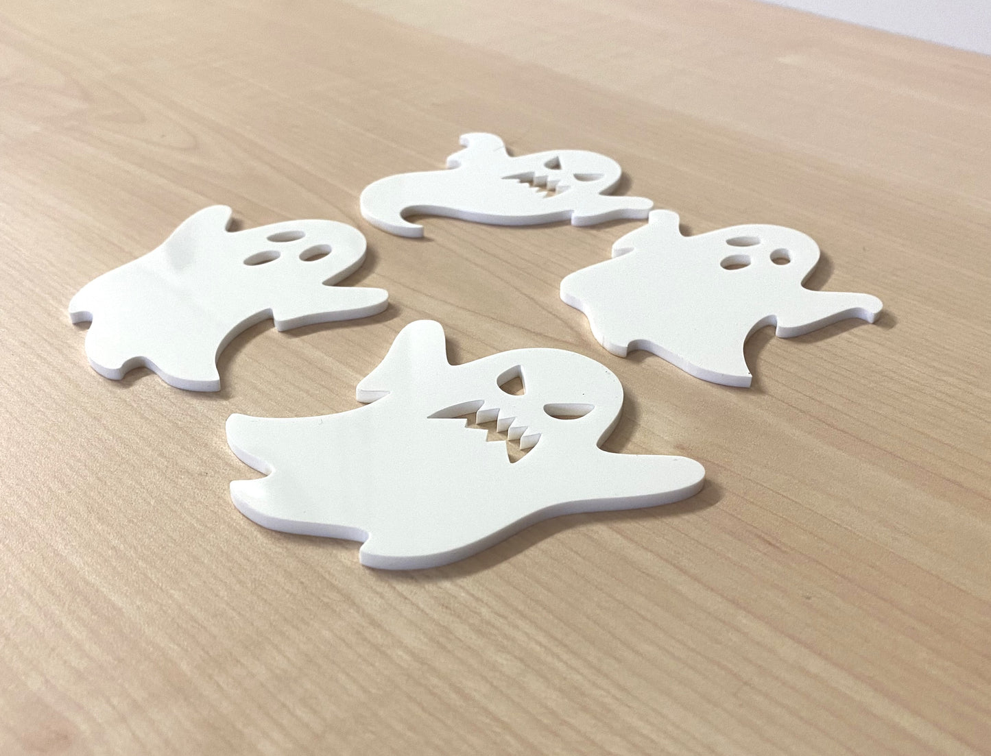 Set of 4 Acrylic Ghost Halloween Decorations – 80mm Ornaments