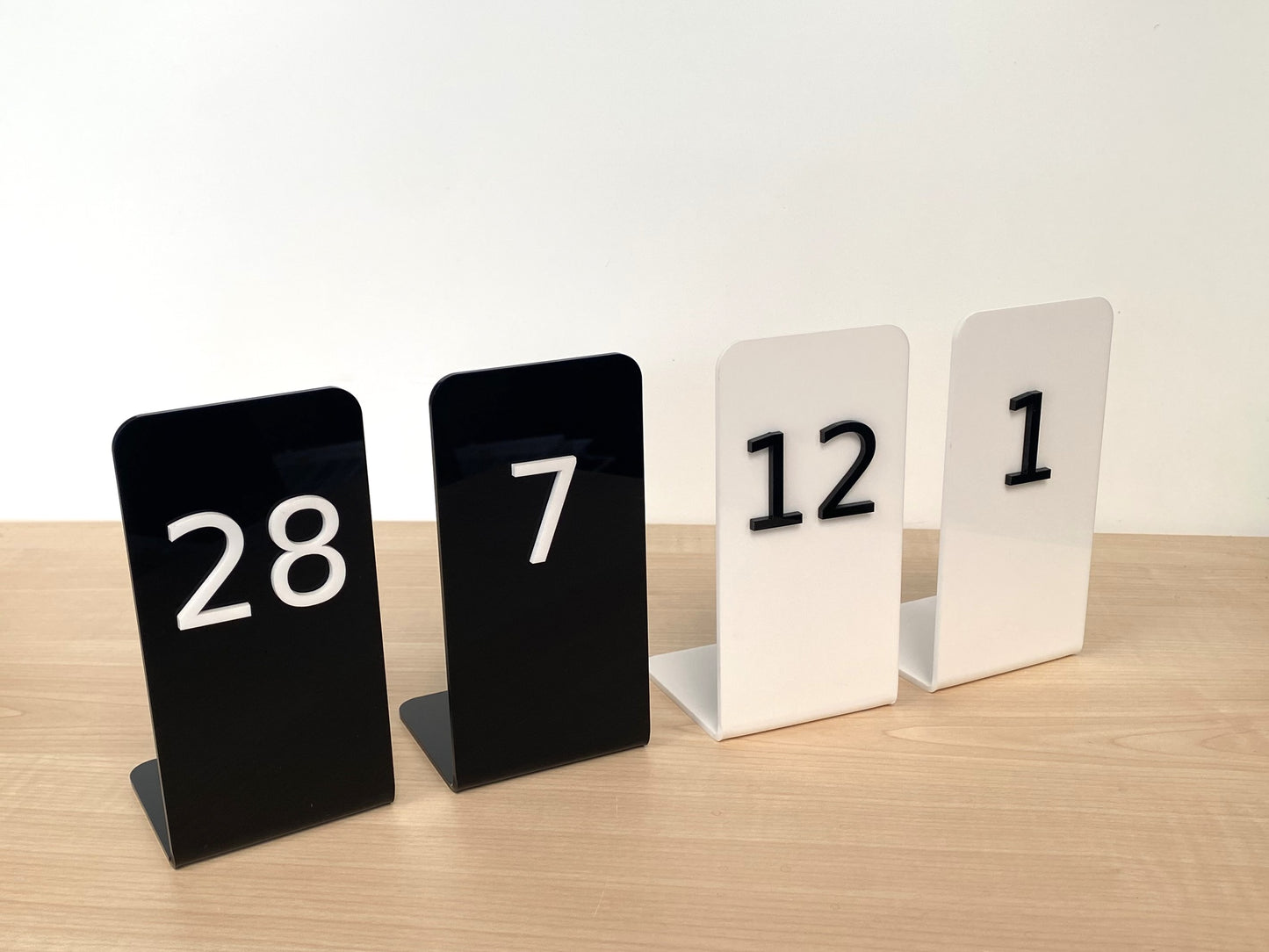 Double sided acrylic table number stand for restaurants and cafes