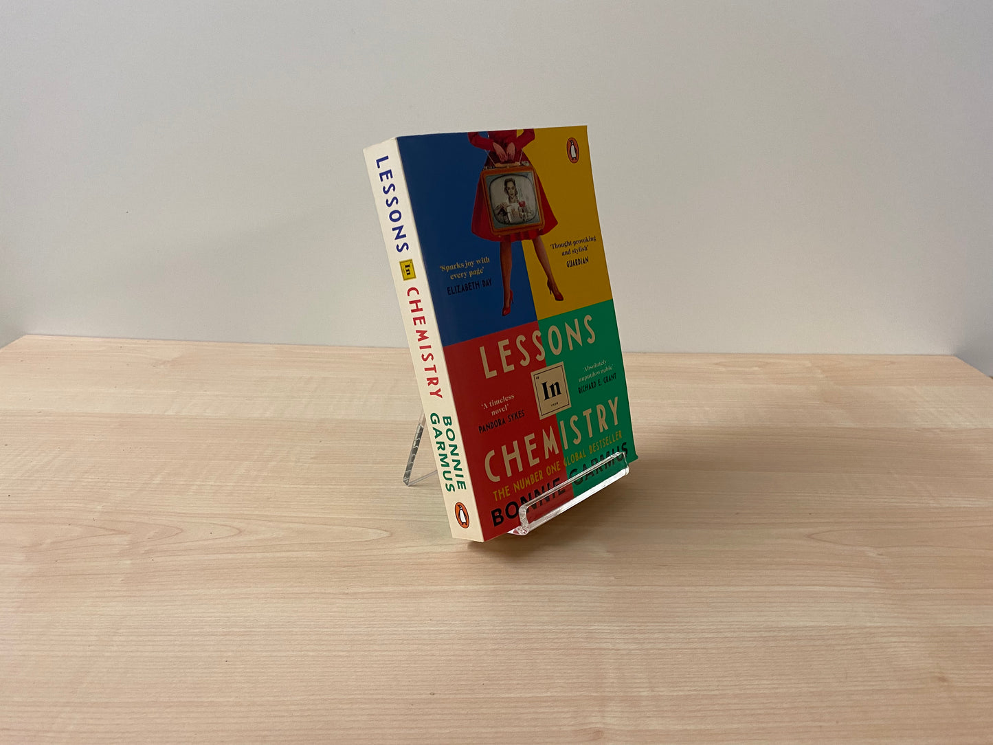 Acrylic perspex book display stand small with book