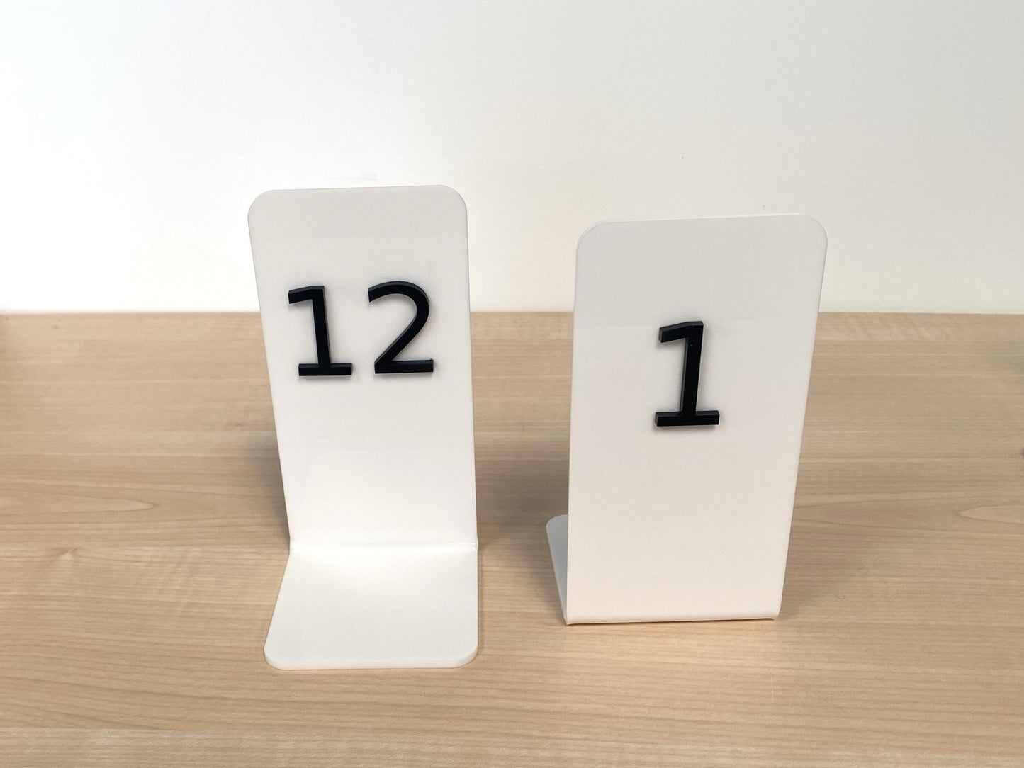Double sided acrylic table number marker for weddings and events