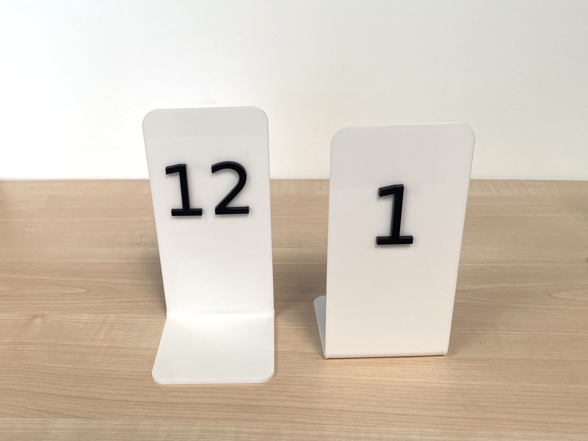 Double sided acrylic table number marker for weddings and events