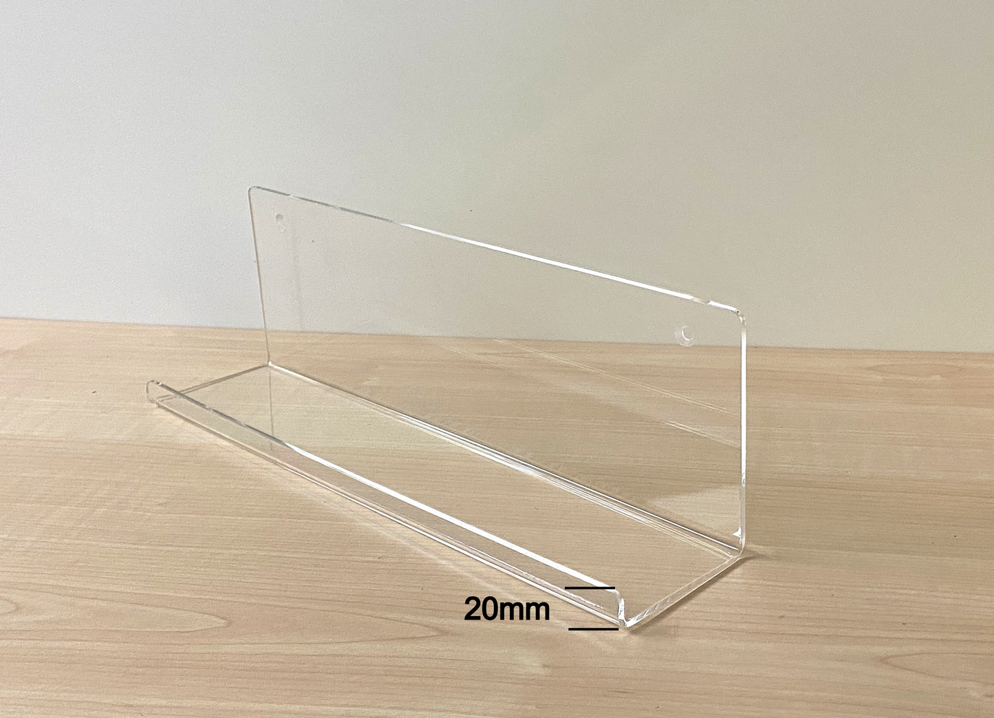 Wall Mounted Acrylic Shelf with Front Lip | Floating Display Rack for Retail Products, Books & Collectibles