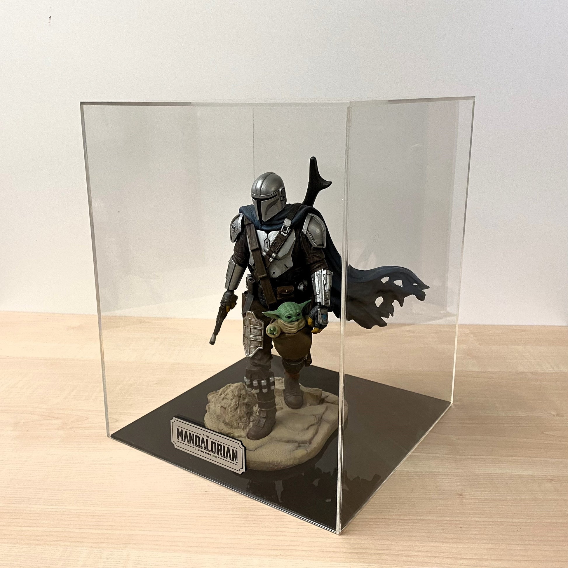 Bespoke custom acrylic perspex case for collectible model figure side